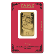 1 Oz PAMP Suisse Gold Bullion Bar - Lunar Dragon Series