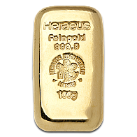 100 Gram Heraeus Cast Gold Bar