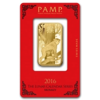 1 Ounce PAMP Suisse Gold Bar - Lunar Monkey Series