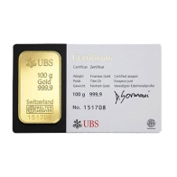100 Gram UBS Gold Bar