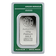 100 Gram Argor Heraeus Platinum Bar