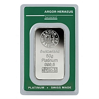 50 Gram Argor Heraeus Platinum Bullion Bar