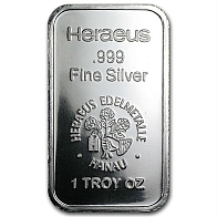 1 Ounce Heraeus Silver Bullion Bar