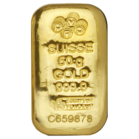 50 Gram PAMP Suisse Cast Gold Bar