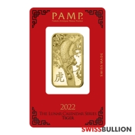 1 Ounce PAMP Lunar Tiger Gold Bar