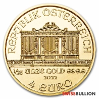 2022 Austrian 1/25 Ounce Philharmonic Gold Coin