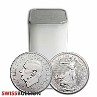 Tube of 25 x 1 Ounce 2024 Silver British Britannia Coin