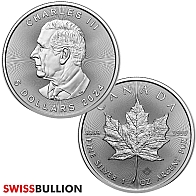 Tube of 25 x 1 Ounce 2024 Silver Maple Leaf Coin 