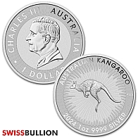 1 Ounce 2024 Silver Kangaroo - Tube of 25 Coins