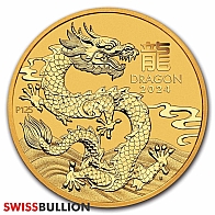 2024 Perth Mint 1/10 Ounce Lunar Year of the Dragon Gold Coin