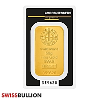 Argor Heraeus 50 Gram Gold Kinebar