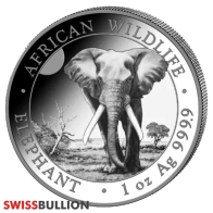 Tube of 20 x 2025 Somalian Elephant 1 Oz African Wildlife Silver Coin