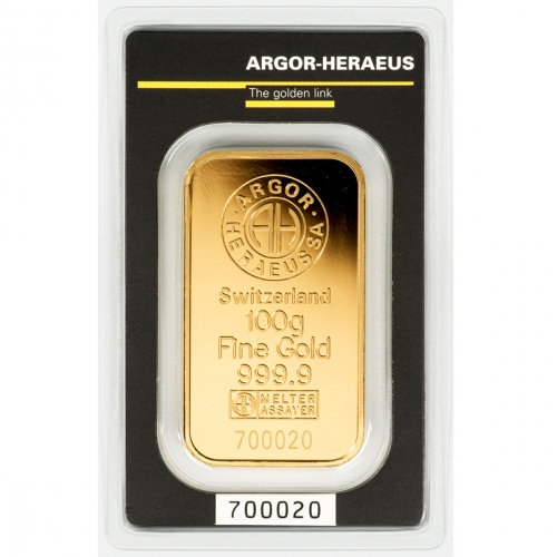 100 Gram Argor Heraeus Gold Bar