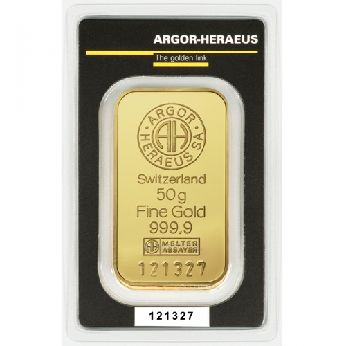 50 Gram Argor Heraeus Gold Bar